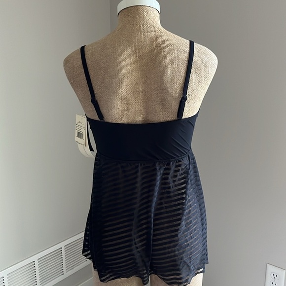Profile By Gottex Sheer Bliss Flyaway Black Tankini Top NWT - Picture 3 of 7